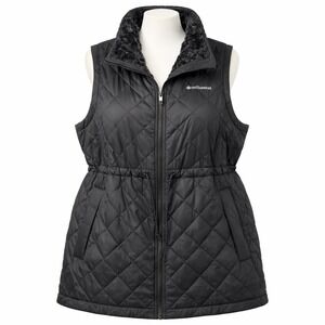Columbia Women's Vest XXL Omni Shield Copper Crest II Mid Black Faux Fur Quilted